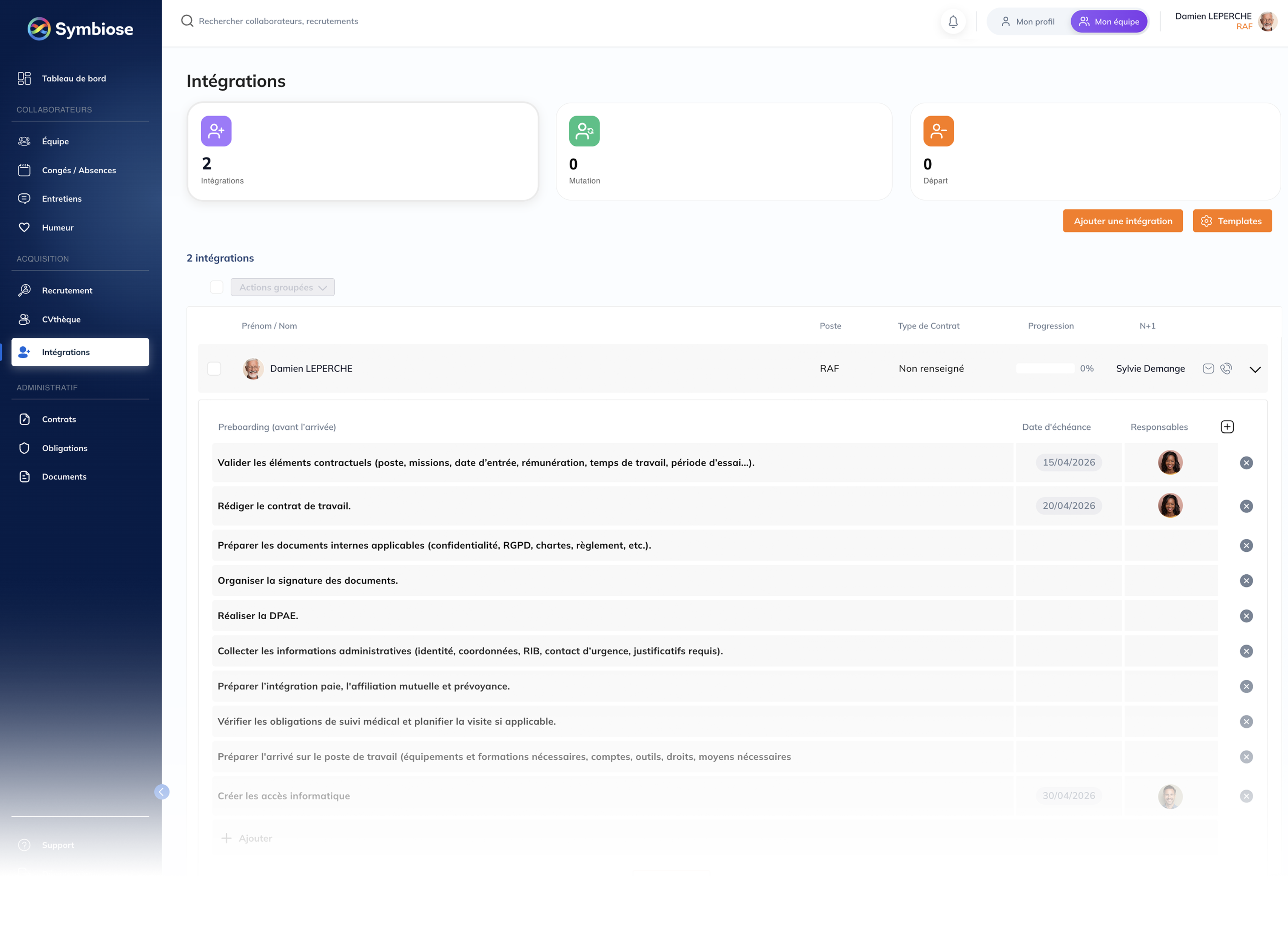 Contrats et onboarding Symbiose